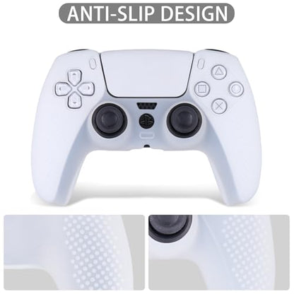 Baval Silicone Cover for Playstation 5 PS5 DualSense Wireless Controller | Scratch-resistant, Easy install, Silicone Construction, Portable Carrying Silicone Cover, Clear White Silicone Cover - color: White Silicone Cover