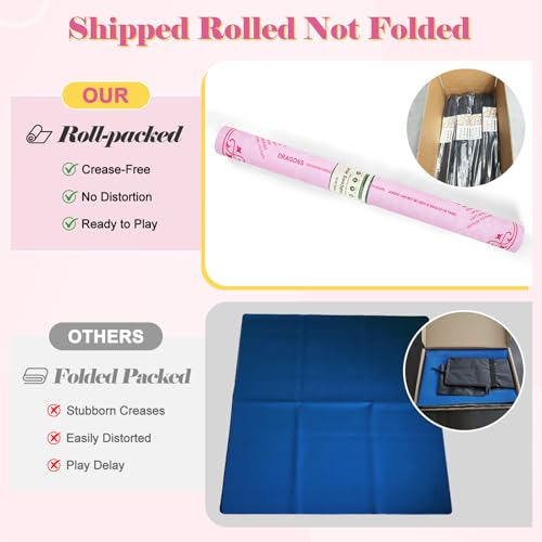 Shipped Rolled Mahjong Mat with Rules Without Creases, 3mm, 32.5" x 32.5" | Anti-Slip Rubber Base, Travel-ready with Carry Bag, Soft & Water-Repellent Surface, Noise-Reduce, for Poker & Card game - color: Pink