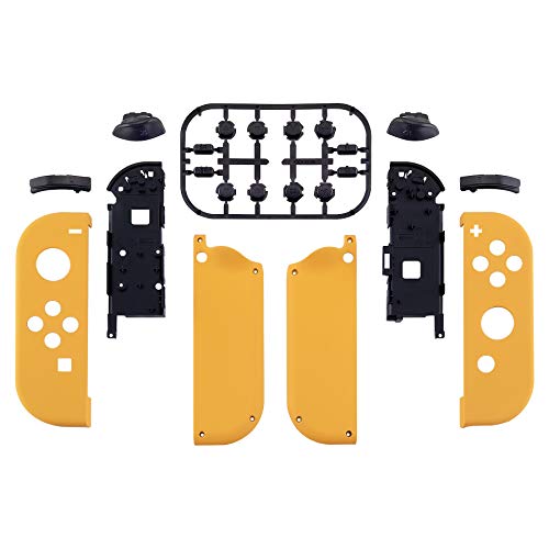 eXtremeRate DIY Replacement Shell Buttons for Nintendo Switch & Switch OLED, Caution Yellow Soft Touch Custom Housing with Full Set Button for Joycon Handheld Controller - Console Shell NOT Included - color: Caution Yellow