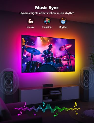 Govee Smart TV LED Backlight Strip, RGBIC for 40-50inch TVs | Music Sync, Wi-Fi Bluetooth & App Control, Works with Alexa & Google Assistant, 77 Scene Modes, Adapter