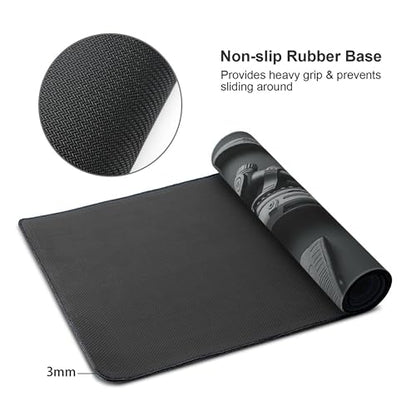 Extended Gaming Mouse Pad with Military Weapon Design, Large Desk Mat for Keyboard and Mouse, Black, 35.4 x 15.7 inches - color: Cool Military Weapon Mouse Pad