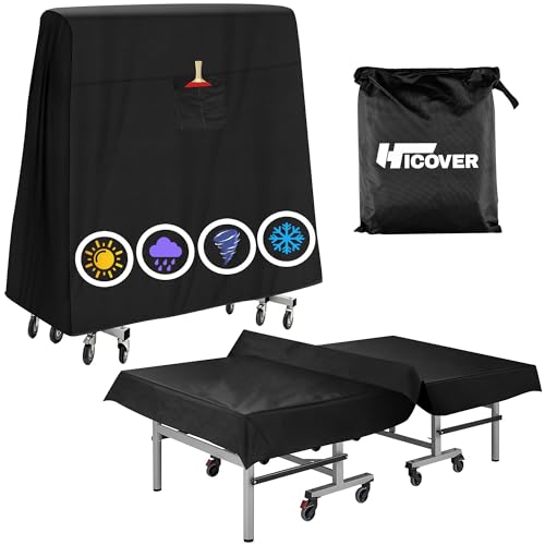 Ping Pong Table Cover 600D Oxford Fabric Table Tennis Cover | Waterproof Sunproof Indoor & Outdoor Fits Universal 9x5 FT Tables Folding & Flat Tables, with Paddles Organize Bag - color: Black