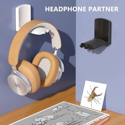 Headphone Stand Holder for Airpods Max,HyperX,Sennheiser,Sticky Headset Hanger Adhesive Headphone Hook Mount,Headset Stand Holder Clip Under Desk,Earphone Clamp for Airpods Max (White 2 Pack)