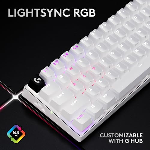 Logitech G PRO X 60% Wireless Gaming Keyboard (Tactile Optical) - White | Ultra compact TKL, for Windows PC, LIGHTSYNC RGB, dual-shot PBT keycaps, GX optical switches - color: White, size: 60% - Wireless, style: Tactile