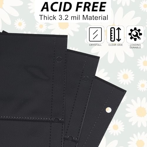 25 Pack 200 Pockets Card Sheets for Binder, PVC Binder Card Sleeves Black Background Trading Card Binder Sleeves Baseball Cards Protectors for Game Cards Photocard
