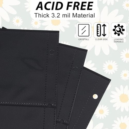 25 Pack 200 Pockets Card Sheets for Binder, PVC Binder Card Sleeves Black Background Trading Card Binder Sleeves Baseball Cards Protectors for Game Cards Photocard