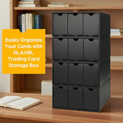 RLAVBL 12-600 CT Trading Card Storage Box with 48 Dividers, 12000+ Card Deck Box for MTG, TCG, PTCG, and Sports Cards Organizer - size: Drawer-4 Sets
