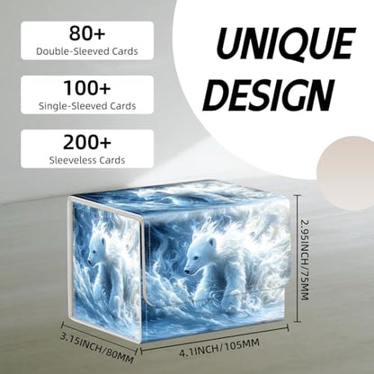 Trading Card Storage Box, Holds 100+ for MTG Cards, PU Leather with Magnetic Closure, Magical White Polar Bear Cub Durable Deck Box for Magic the Gathering, Trading Card Games - color: Magical White Polar Bear Cub