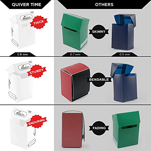 Quiver Time White Trading Card Deck Block & Card Sleeves Bundle Fits Magic: The Gathering Cards & Other TCG - 80+ Standard Deck Box with 2 Dividers and 100 Artemis White Sleeves (66 x 93 mm) | 1 deck box 80+ with 2 dividers and 100 Artemis white sleeves (