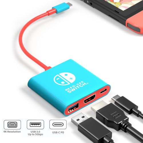 BIYTC Switch Dock for Nintendo Switch 1&2 Portable Tv Docking Station | Switch TV Adapter Travel Dock with USB3.0 Port
