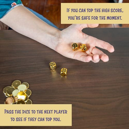 Continuum Games Farkle Go 4 Gold Dice Game, Family & Party, Push Your Luck | for 2+ Players, Ages 8+, Win Gold Coins, Dice Set & Score Sheets, Easy to Learn & Quick to Play