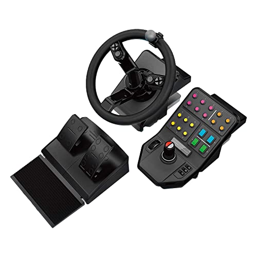 Logitech G Farm Simulator Heavy Equipment Bundle (2nd Generation), Steering Wheel Controller for Farm Simulation 19 (or Older), Wheel, Pedals, Vehicle Side Panel Control Deck for PC/PS4 (Renewed)