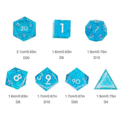 7PCS Cocktail Dice Set,Handmade Sharp Edge Dice Set D&D RPG Polyhedral Die,for Dungeons and Dragons TTRPG Games Roleplaying Games,with Gift Box.(Blue Green) - color: Cocktail Blue Green
