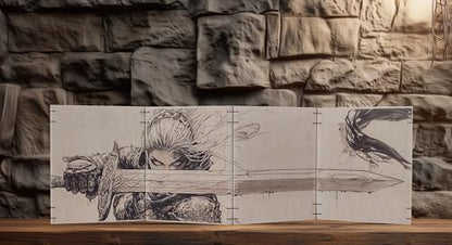 Wooden Dungeon Master Screen, 4-Panel Magnetic Engraved DM Screen, 11.25x35 inches (Warrior Woman) - style: Warrior Woman