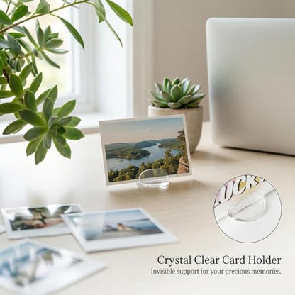 MAQIHAN Card Stands for Display - 30 Pack Translucent Place Card Holders Card Stands Acrylic Plastic Game Card Holders for Parties, Conferences, Weddings, Table Number Stand