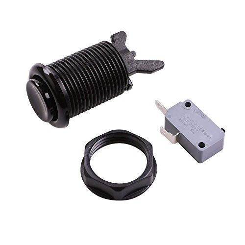 Reyann 6X Black Happ Type Standard Arcade Push Button with Microswitch for Mame/Jamma/Arcade Video Games