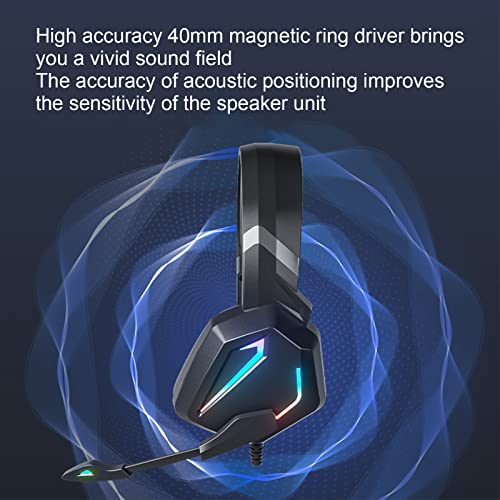 Gaming Over Ear Headset with Noise Cancelling Mic, Stereo Gaming Headphones with Volume Control, Multi Platform Compatible Headset for Switch PC, Comfortable Memory Foam C