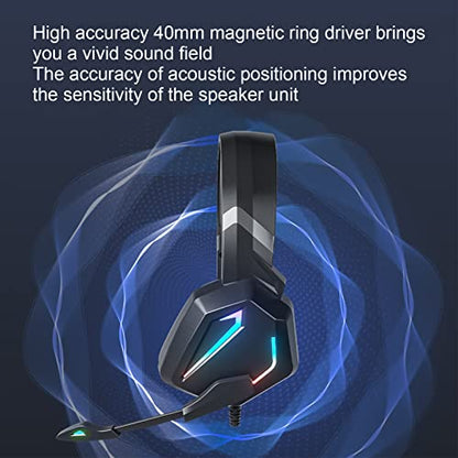 Gaming Over Ear Headset with Noise Cancelling Mic, Stereo Gaming Headphones with Volume Control, Multi Platform Compatible Headset for Switch PC, Comfortable Memory Foam C