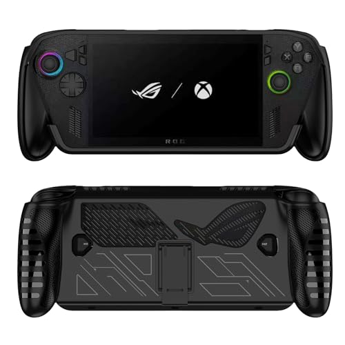 JYGamhanbil ASUS ROG Xbox Ally X 게이밍 휴대용 콘솔용 보호 케이스, ROG Xbox Ally TPU 그립 커버 백 쉘 액세서리, 인체 공학적 그립 및 킥스탠드 포함 (블랙) | TPU Soft Cover Back Shell Accessories with Ergonomic Grip & Kickstand for ROG Xbox Ally Portable Gaming Handheld (Black) - color: 블랙.