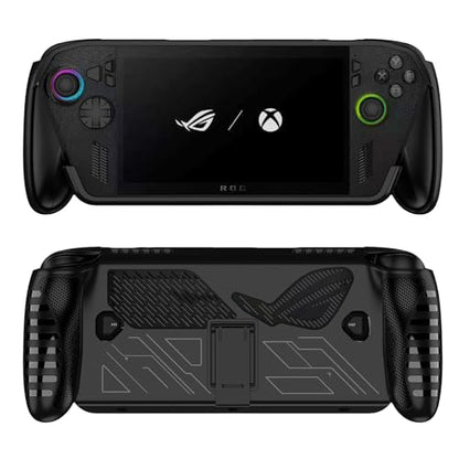 JYGamhanbil ASUS ROG Xbox Ally X 게이밍 휴대용 콘솔용 보호 케이스, ROG Xbox Ally TPU 그립 커버 백 쉘 액세서리, 인체 공학적 그립 및 킥스탠드 포함 (블랙) | TPU Soft Cover Back Shell Accessories with Ergonomic Grip & Kickstand for ROG Xbox Ally Portable Gaming Handheld (Black) - color: 블랙.