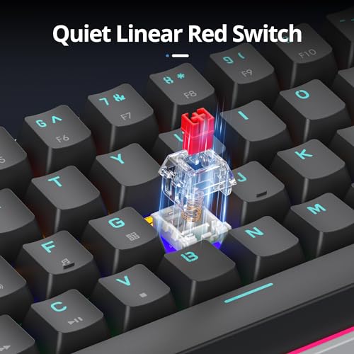 surmen 65% Mechanical Gaming Keyboard with Linear Red Switch, Wired Mini Compact Keyboard 60 Percent Backlit for Laptop Desktop PC Gamers（68 Monster B-Rainbow） - color: 68 Monster B-Rainbow