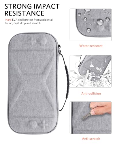 NINKI Portable Travel Case for Nintendo Switch 2 Carrying Case 2025, Hard Shell Eva Protective Switch2 Storage with 10 Game Slots Pockets Travel Carry Pouch for Nintendo Switch 2025 Traveling Bag,Gray