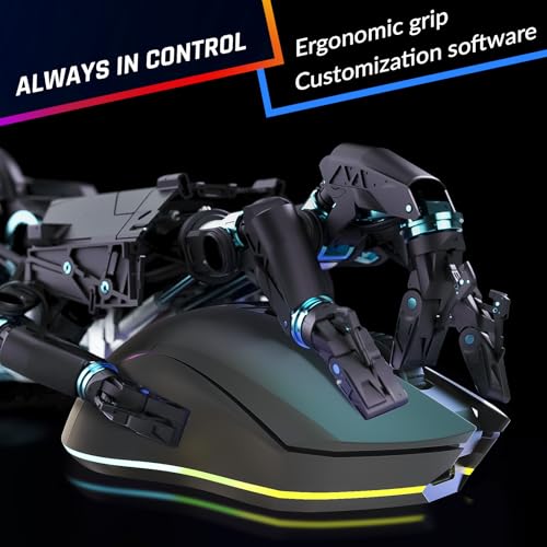 KLIM Blaze Pro Rechargeable Wireless Gaming Mouse with Charging Dock RGB & LCD Display - New Version - High-Precision Sensor and Long-Lasting Battery - Up to 6000 DPI - Great PC Gaming Mouse Wireless