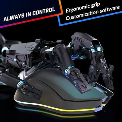 KLIM Blaze Pro Rechargeable Wireless Gaming Mouse with Charging Dock RGB & LCD Display - New Version - High-Precision Sensor and Long-Lasting Battery - Up to 6000 DPI - Great PC Gaming Mouse Wireless