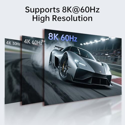 8K HDMI Splitter 1 in 2 Out - 60Hz, Supports 4K@120Hz HDR, Dolby/DTS, EDID, HDCP 2.3 for PS5, Xbox, NVIDIA - 3.5mm Audio Extraction, USB-C Power Input(1 Pack)