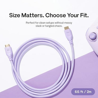 Pixio Purple 8K HDMI 2.1 Cable Ultra Certified Ultra High Speed 6FT 8K 60Hz 4K 120Hz Nylon Braided, Gold Plated Connector, Anti-Breakage, HDR10+, dtsx, eARC, HDCP, Dolby Compatible - color: Purple, size: 6 ft