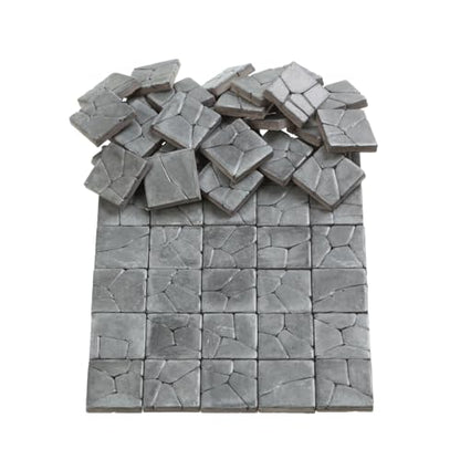 Dollhouse Miniature Paving Stones, Model Tiles | Set of 50 pcs for Fairy Gardens and Tabletop Terrain, REDUCIO! - color: Gray Rock Pavement