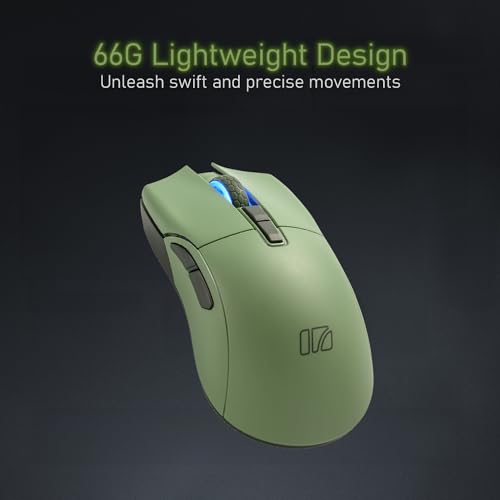 iRocks M31R Wireless Gaming Mouse, Triple Mode 2.4G/ Bluetooth/USB-C Detachable Cable Gaming Mouse, Kailh GM8.0 Mouse Switches, Advanced PixArt PAW3395 Optical Sensor, Up to 26,000 DPI - Olive Green - color: Olive Green