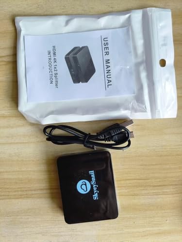 HDMI Splitter 1 in 2 Out [with USB Cable] 4K 1x2 HDMI Splitter Repeat/Mirror Screen Only (Not Extend), 1 Source Extend to 2 Display Devices