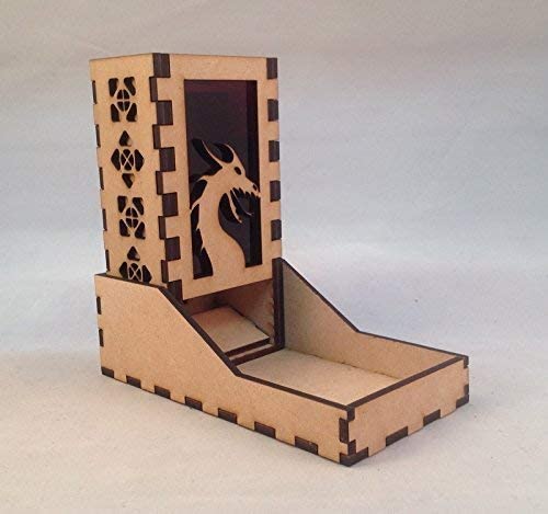 Dragon Mini Dice Tower v2 Deep Purple Acrylic Window Laser Cut MDF Unique Fast Shipping