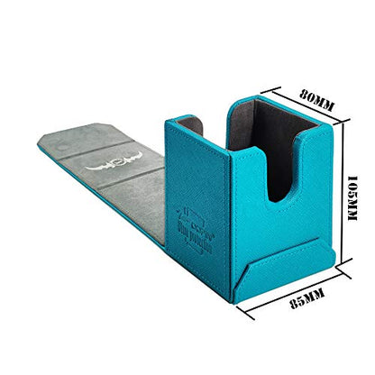 Zoopin Leather Deck Box-Cyan for Collectible Cards-MTG,Yugioh,Pokeman,TES Legacy,Munchkins CCG Decks and Also Small Tokens or Dice- Hold 80 Sleeved Cards or 150 Naked Cards …