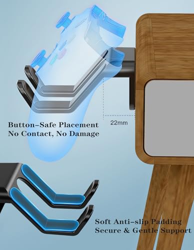 4PCS Controller Holder Wall Mount Headset Holder by Adhesive Screw | Controller mount headset stand for xbox series x/s, ps5, ps4, pc gaming stuff accessories with stable 3m adhesive - color: White (4 Pack)
