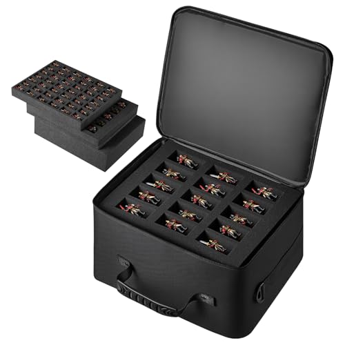 VEVOR Miniatures Storage Case for Warhammer 40k, Fits 500-750 Scale Models, Wooden Miniatures Display Holder with 5 Tray, Clear View Miniature Transport Case for Collectibles (Minis Not Included)