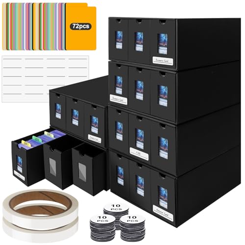 Card Storage Box,10800+ Trading Card Storage 1950+ Toploader Card Storage Box for Commander Display,with 72 Dividers, Labels & Tapes,Fit for TCG, MTG - color: 3-18 Boxes