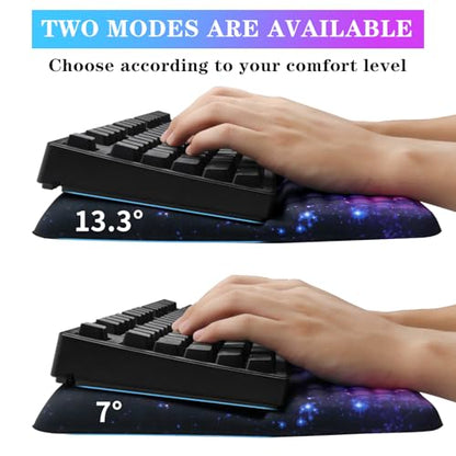 Computer Keyboard Stand with Wrist Rest, Ergonomic Tilted Keyboard Holder - Keyboard Riser with Wrist Pad - Keyboard Tray Support for Office Home - Black Starry Night - color: Keyboard Stand-black Starry Night