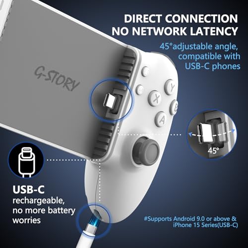 G-STORY Mobile Gaming Controller USB-C Bluetooth for Android Dual Hall Joysticks Ergonomic