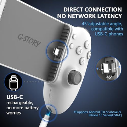 G-STORY Mobile Gaming Controller USB-C Bluetooth for Android Dual Hall Joysticks Ergonomic