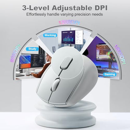 YUNZII C2 Silicone Wireless Mouse 1600 DPI Optical 2.4GHz (Gray) | 2.4GHz Connection, Noiseless Computer Mice, Quiet Clicks, 3-Level DPI, Up to 1600, Optical Tracking, for Laptop/PC/Mac - color: Gray