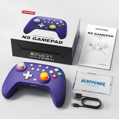 ECHTPower Switch Controller, Hall Joystick Controller for Switch 2 Retro Design, 2025 Wireless Switch Pro Controller with RGB/Turbo/Marko/Vibration, Wireless Gamepad for Switch 2/OLED/PC/Adroid/iOS