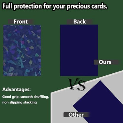 100 Count Blue Card Sleeves for Trading Cards, Perfect Fit Shiny MTG Card Sleeves, Holographic Card Sleeve Fit for Magic, Photocard, TCG, Baseball/Sports Cards, Yugioh Card, Game Card 66 * 91 mm - color: Blue