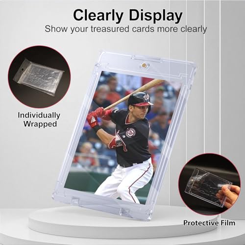 SAMYUCHO 25ct Magnetic Card Holder, 35pt One Card Touch Holders for Trading Cards, U-V Protection Card Display Case Protectors Sleeves Hard Plastic Cover for Sports Game - size: 25 Pack