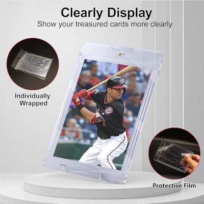 SAMYUCHO 25ct Magnetic Card Holder, 35pt One Card Touch Holders for Trading Cards, U-V Protection Card Display Case Protectors Sleeves Hard Plastic Cover for Sports Game - size: 25 Pack