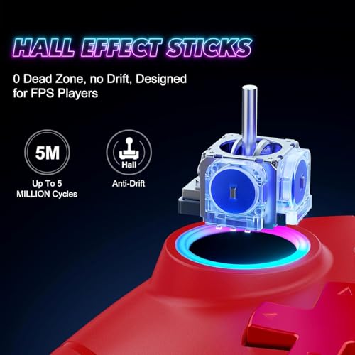 Dinosoo Wireless Pro Controller for Nintendo Switch/Lite/OLED/Switch 2/PC, 2 pack, Dual Vibration/Turbo/Ergonomic - color: Red
