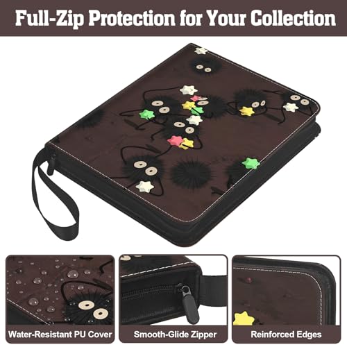 9-Pocket Trading Card Binder & Sports Card Book, 3-Ring Zipper Album Holds 900 Cards with 50 Removable Pages, Fits Standard 2.5" x 3.5" Game & TCG Cards, Water-Resistant PU Cover | 3-Ring Zipper Album, Holds 900 Cards, 50 Removable Pages, Fits 2.5" x 3.5"