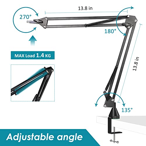YOUSHARES Razer Seiren X Wall Mount Boom Arm - Wall Mount Microphone Holder for Razer Seiren X Mic, Vertical Surface Mount and Freely Swiveling Metal Wall Mount Clip Suitable for Saves the Desk Space - color: Boom Arm + Wall Mount