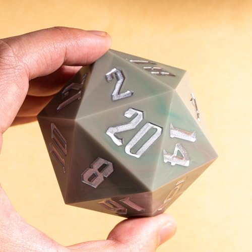 55mm 20 Sided DND Dice, Giant D20 D&D Polyhedral Dice Large D20 with Die Gift Box for D&D,RPG Table Games (Green Marble/White Number) - color: Green Marble/White Number